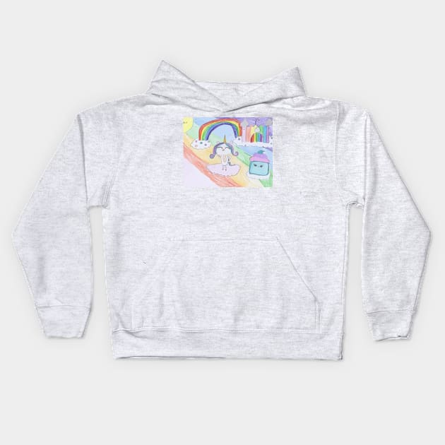 AriCorn88 Rainbow Castle Unicorn Kids Hoodie by AriCorn88